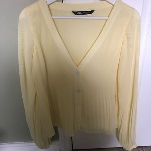 Lemon Yellow Zara Button Up Blouse